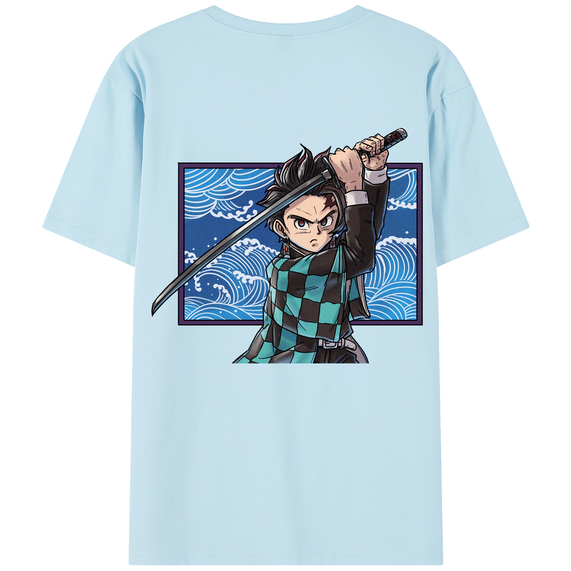 （画像用） 鬼滅の刃 竈門 炭治郎／かまど たんじろう Kamado Tanjirou 綿100％半袖Tシャツ（背面プリント）